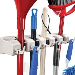 HOME IT Mop And Broom Holder Wall Mount - Garage Storage Systems with 5 Slots, 6 Hooks, 7.5lbs Capacity Per Slot - Garden Tool Organizer For Home, Kitchen, Closet, Garage, Laundry Room - Off-White HOME IT Mop And Broom Holder Wall Mount - Garage Storage Systems with 5 Slots, 6 Hooks, 7.5lbs Capacity Per Slot - Garden Tool Organizer For Home, Kitchen, Closet, Garage, Laundry Room - Off-White