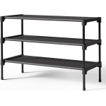Kitsure Shoe Rack - Non-Woven Shoe Rack Shelf, Shoe Organizer for Closet, Entryway, Garage & Corridor, Stackable Shoe Shelves, 27.5" Wide - 3 Tier, Black