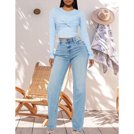 BessCops Straight Leg Jeans for Women High Waisted Wide Leg Stretchy Loose Denim Pants BessCops Straight Leg Jeans for Women High Waisted Wide Leg Stretchy Loose Denim Pants