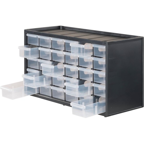 CRAFTSMAN Storage Organizer, 30 Small Drawer Modular Storage System, Easily Stackable (CMST40730), Plastic, Black, White