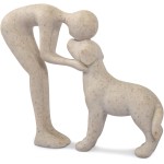 Dog Sculpture Home Decor Cute Man and Dog Statue Decoration for Office、Living Room、Bedroom、Home， Memory Gifts for Pet Lovers (Sandstone)