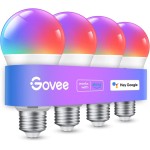 Govee Smart Light Bulbs, Color Changing Light Bulb, Work with Alexa and Google Assistant, 16 Million Colors RGBWW, WiFi & Bluetooth LED Light Bulbs, Music Sync, A19, 800 Lumens, 4 Pack Govee Smart Light Bulbs, Color Changing Light Bulb, Work with Alexa and Google Assistant, 16 Million Colors RGBWW, WiFi & Bluetooth LED Light Bulbs, Music Sync, A19, 800 Lumens, 4 Pack