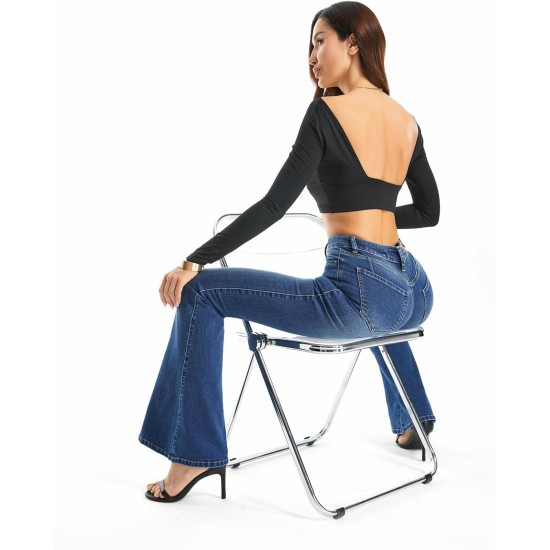 FLYING BANANA Women's Totally Shaping Curvy Stretchy Bootcut Flare Denin Jeans