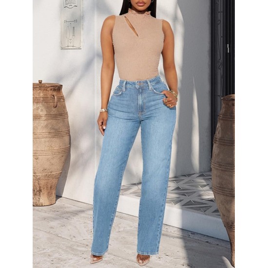 BessCops Straight Leg Jeans for Women High Waisted Wide Leg Stretchy Loose Denim Pants BessCops Straight Leg Jeans for Women High Waisted Wide Leg Stretchy Loose Denim Pants