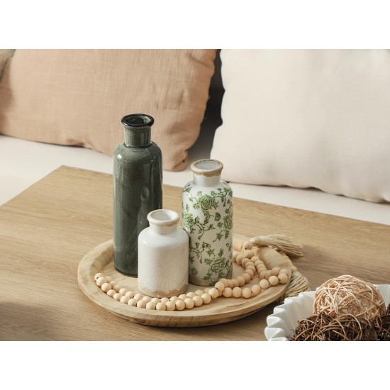 Vintage Vase Set of 3, Ceramic Vintage Flower Vases, Chinoiserie Decorative Home Decor Retro Floral Vase Rustic Farmhouse Decor for Table Bookshelf Mantel Kitchen Living Room Office - Green and Beige Vintage Vase Set of 3, Ceramic Vintage Flower Vases, Chinoiserie Decorative Home Decor Retro Floral Vase Rustic Farmhouse Decor for Table Bookshelf Mantel Kitchen Living Room Office - Green and Beige