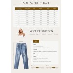 EVALESS Women's High Waisted Tummy Control Straight Ankle Ripped Jeans EVALESS Women's High Waisted Tummy Control Straight Ankle Ripped Jeans