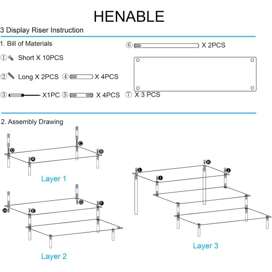 Large Acrylic Display Risers, Perfume Stand Organizer, Clear Acrylic Shelf Risers for Display Stands for Food, Tabletop Use, Amiibo Funko POP Figure, 3 Tier Clear Cupcake Stand Risers