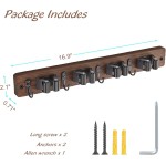 Mop and Broom Holder Wall Mount - Rustic Wood Broom Mop Hanger - Wall Mounted Garden Tool Rack Organizer for Closet Garage Laundry Room Kitchen Decor With 4 Slots & 4 Hooks