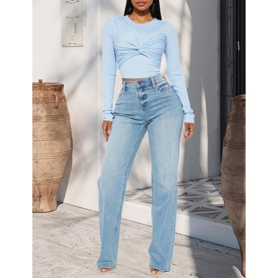 BessCops Straight Leg Jeans for Women High Waisted Wide Leg Stretchy Loose Denim Pants BessCops Straight Leg Jeans for Women High Waisted Wide Leg Stretchy Loose Denim Pants