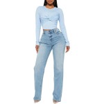 BessCops Straight Leg Jeans for Women High Waisted Wide Leg Stretchy Loose Denim Pants BessCops Straight Leg Jeans for Women High Waisted Wide Leg Stretchy Loose Denim Pants