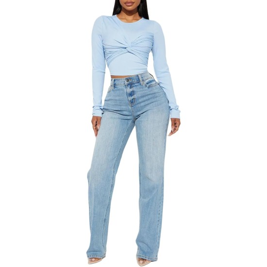 BessCops Straight Leg Jeans for Women High Waisted Wide Leg Stretchy Loose Denim Pants BessCops Straight Leg Jeans for Women High Waisted Wide Leg Stretchy Loose Denim Pants