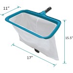 POOLWHALE Professional Pool Skimmer Net, Heavy Duty Swimming Leaf Rake Cleaning Tool with Deep Fine Nylon Mesh Net Bag - Fast Cleaning,Easy Scoop Edge,Debris Pickup Removal (No Pole)