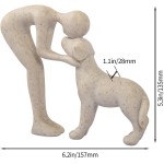 Dog Sculpture Home Decor Cute Man and Dog Statue Decoration for Office、Living Room、Bedroom、Home， Memory Gifts for Pet Lovers (Sandstone)