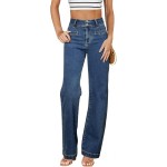 Sidefeel Women's Jeans High Waisted Straight Leg Stretchy Jeans Trendy Loose Wide Leg Zimbaplatinum Denim Pants with Pockets