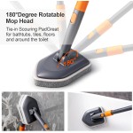 Tile Tub Scrubber Brush with 3 Different Function Cleaning Heads and 56" Extendable Long Handle-No Scratch Shower Scrubber for Cleaning Bathroom Kitchen Toilet Wall,Bathtub,Sink,Grey Tile Tub Scrubber Brush with 3 Different Function Cleaning Heads and 56" Extendable Long Handle-No Scratch Shower Scrubber for Cleaning Bathroom Kitchen Toilet Wall,Bathtub,Sink,Grey