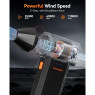 WOLFBOX MF50 Compressed Air Duster-110000RPM Super Power Electric Air Duster, 3-Gear Adjustable Mini Blower with Fast Charging, Dust Blower for Computer, Keyboard, House, Outdoor and Car