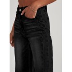Sidefeel Women's Wide Leg Jeans High Waisted Stretchy Raw Hem Zimbaplatinum Denim Pants