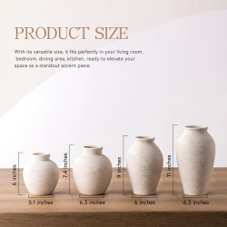 Ceramic Flower Vase Home Decor - Farmhouse Table Vases Rustic Vintage Living Room Kitchen Bedroom Decorations for House Book Shelf Office Coffee Desk Dining Fireplace (7.4" Rustic)