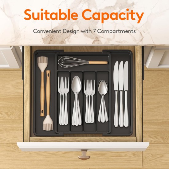 Lifewit Silverware Drawer Organizer, Expandable Utensil Tray for Kitchen, BPA Free Flatware and Cutlery Holder, Adjustable Plastic Storage for Spoons Forks Knives, 8.5-14 x 12", Black Lifewit Silverware Drawer Organizer, Expandable Utensil Tray for Kitchen, BPA Free Flatware and Cutlery Holder, Adjustable Plastic Storage for Spoons Forks Knives, 8.5-14 x 12", Black