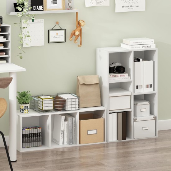 Furinno PASIR Book Shelf, 3-Cube Bookcase, Standing Bookshelf, Open Storage Shelf, Closed Back, Easy Assembly, 9.3 x 12 x 31.5 Inches, for Home Office, Living Room, Plain White