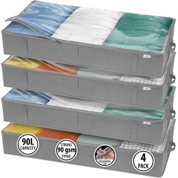 Closet Organizers and Storage - Maximize Space with Under Bed Storage Containers & Clothes Storage - Ideal Closet Organizer, Toy Storage Organizer & Underbed Storage (Grey, 4 Pack)