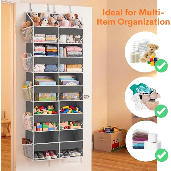 Over the Door Organizer 5 Tiers, Extra Large Behind Door Storage of 10 Compartments, 80 lbs Weight Capacity Over Door Organizer, Door Hanging Organizer for Closet, Diaper Organizer, Room storage | Behind Door Storage, Over Door Organizer, Room storage