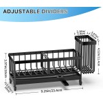 Cisily Sponge Holder for Kitchen Sink, Sink Caddy Organizer with High Brush Holder, Kitchen Countertop Organizers and Storage Essentials, Rustproof 304 Stainless Steel (Black, 9.25″)