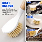 Holikme 6 Pack Dish Brush Kitchen Brushes Set with Vegetable Palm Brush, Bottle Brush, Dish Brush and Straw Brush, Fruit Cleaning Brushes for Cleaning Potato Skillet Wok Pot Pan Cast Iron, Yellow