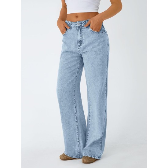 Trendy Queen Women's High Waisted Straight Wide Leg Jeans, Comfort Stretch Baggy Denim Pants Trendy Queen Women's High Waisted Straight Wide Leg Jeans, Comfort Stretch Baggy Denim Pants