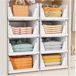SNSLXH 5 Pack Stackable Closet Storage Basket, Multifunctional & Foldable Closet Organizer for Bathroom Kitchen Laundry Room Wardrobe Storage, Space-Saving Clothes Storage Drawer Organizer, White SNSLXH 5 Pack Stackable Closet Storage Basket, Multifunctional & Foldable Closet Organizer for Bathroom Kitchen Laundry Room Wardrobe Storage, Space-Saving Clothes Storage Drawer Organizer, White