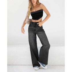 EMMIOL Women's 2026 Wide Leg Jeans Distress Mid Waist Denim Pants Vintage Y2K Trousers