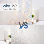 rabbitgoo Window Privacy Film Rainbow Film Decorative Window Sticker, 3D Static Stained Glass Cling Tint for Home Heat Control Non-Adhesive, 17.5 x 78.7 inches