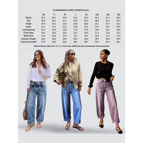 Flamingals Straight Leg Jeans for Women Boyfriend Mid Rise Roll Hem Wash Cropped Denim Pants Without Belt Flamingals Straight Leg Jeans for Women Boyfriend Mid Rise Roll Hem Wash Cropped Denim Pants Without Belt