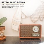 Victrola Willow – Retro Wood Bluetooth Radio with Built-in Speakers: Elegant & Vintage Design, Rotary AM/FM Tuning Dial, Bass & Treble Control, Wireless Streaming (Espresso)