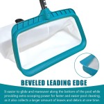 POOLWHALE Professional Pool Skimmer Net, Heavy Duty Swimming Leaf Rake Cleaning Tool with Deep Fine Nylon Mesh Net Bag - Fast Cleaning,Easy Scoop Edge,Debris Pickup Removal (No Pole)