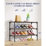 Kitsure Shoe Rack - Non-Woven Shoe Rack Shelf, Shoe Organizer for Closet, Entryway, Garage & Corridor, Stackable Shoe Shelves, 27.5" Wide - 3 Tier, Black