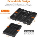 Lifewit Silverware Drawer Organizer, Expandable Utensil Tray for Kitchen, BPA Free Flatware and Cutlery Holder, Adjustable Plastic Storage for Spoons Forks Knives, 8.5-14 x 12", Black Lifewit Silverware Drawer Organizer, Expandable Utensil Tray for Kitchen, BPA Free Flatware and Cutlery Holder, Adjustable Plastic Storage for Spoons Forks Knives, 8.5-14 x 12", Black