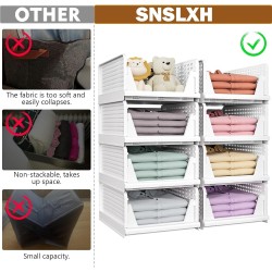 SNSLXH 5 Pack Stackable Closet Storage Basket, Multifunctional & Foldable Closet Organizer for Bathroom Kitchen Laundry Room Wardrobe Storage, Space-Saving Clothes Storage Drawer Organizer, White SNSLXH 5 Pack Stackable Closet Storage Basket, Multifunctional & Foldable Closet Organizer for Bathroom Kitchen Laundry Room Wardrobe Storage, Space-Saving Clothes Storage Drawer Organizer, White