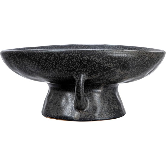 Creative Co-Op Stoneware Bowl with Handle and Base, Black Reactive Glaze