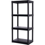 Plano 4-Shelf Plastic Storage Shelves, 48” x 23” x 14”, 200lb Capacity, Pantry, Office, Closet and Garage Shelves, Easy to Assemble, Durable Plastic Shelving Unit