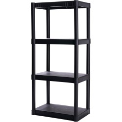 Plano 4-Shelf Plastic Storage Shelves, 48” x 23” x 14”, 200lb Capacity, Pantry, Office, Closet and Garage Shelves, Easy to Assemble, Durable Plastic Shelving Unit
