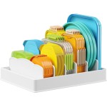 Lifewit Kitchen Cabinet Organizer for Food Contanier Lid, Lid Holder with 6 Adjustable Dividers & 7 Sections for Pantry Organizers and Storage, Home Drawer Organization, Large, 13" x 10"