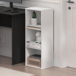 Furinno PASIR Book Shelf, 3-Cube Bookcase, Standing Bookshelf, Open Storage Shelf, Closed Back, Easy Assembly, 9.3 x 12 x 31.5 Inches, for Home Office, Living Room, Plain White