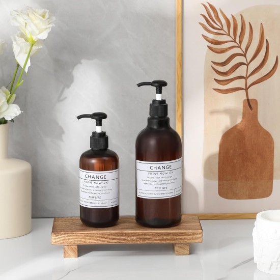 zoocatia Small Wood Tray Pedestal Stand Farmhouse Bathroom Decor Decorative Wooden Riser Kitchen Soap Dish Holder for Vanity, Counter, Sink, Brown zoocatia Small Wood Tray Pedestal Stand Farmhouse Bathroom Decor Decorative Wooden Riser Kitchen Soap Dish Holder for Vanity, Counter, Sink, Brown