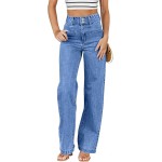 Sidefeel Women's Jeans High Waisted Straight Leg Stretchy Jeans Trendy Loose Wide Leg Zimbaplatinum Denim Pants with Pockets