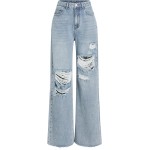 CIDER Women’s Ripped Jeans High Waisted Distressed Baggy Straight Wide Leg Pants CIDER Women’s Ripped Jeans High Waisted Distressed Baggy Straight Wide Leg Pants