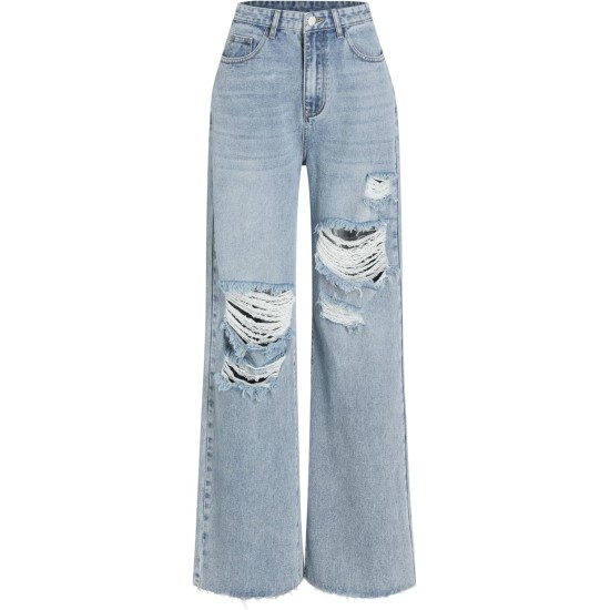 CIDER Women’s Ripped Jeans High Waisted Distressed Baggy Straight Wide Leg Pants CIDER Women’s Ripped Jeans High Waisted Distressed Baggy Straight Wide Leg Pants