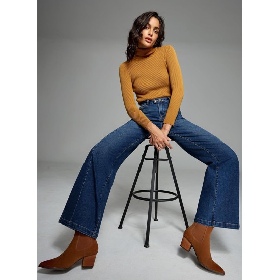 Sidefeel Women's Wide Leg Jeans High Waisted Stretchy Baggy Front Seam Denim Pants Sidefeel Women's Wide Leg Jeans High Waisted Stretchy Baggy Front Seam Denim Pants