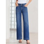 Sidefeel Women's Wide Leg Jeans High Waisted Stretchy Tummy Control Straight Leg Denim Pants