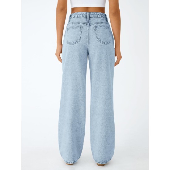 Trendy Queen Women's High Waisted Straight Wide Leg Jeans, Comfort Stretch Baggy Denim Pants Trendy Queen Women's High Waisted Straight Wide Leg Jeans, Comfort Stretch Baggy Denim Pants
